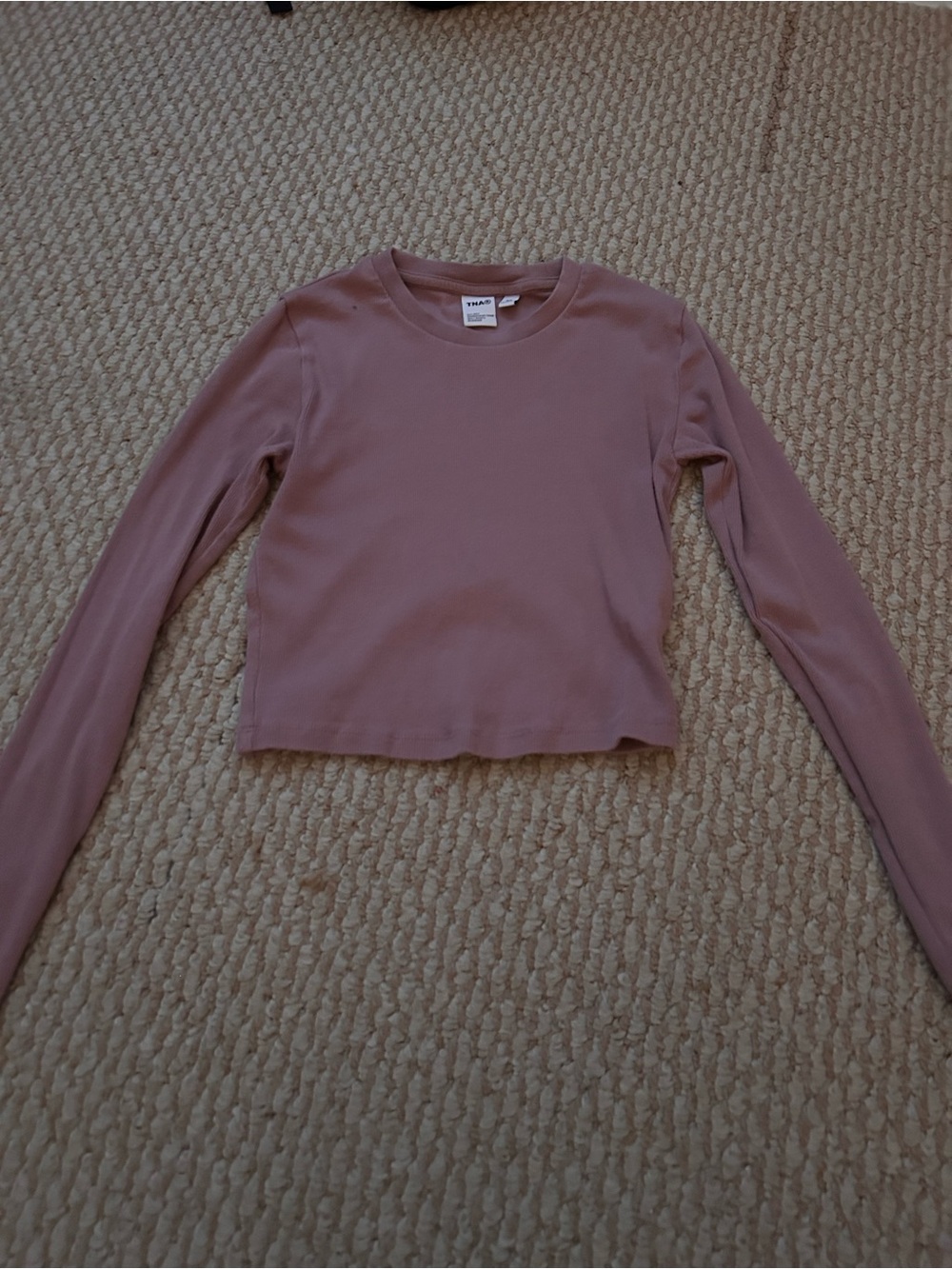 TNA Mauve Cropped Crew Neck Long Sleeve